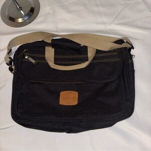 2/$30 Classic TRAILMAKER Black Tan Messenger Laptop Academic Bag Durable Canvas